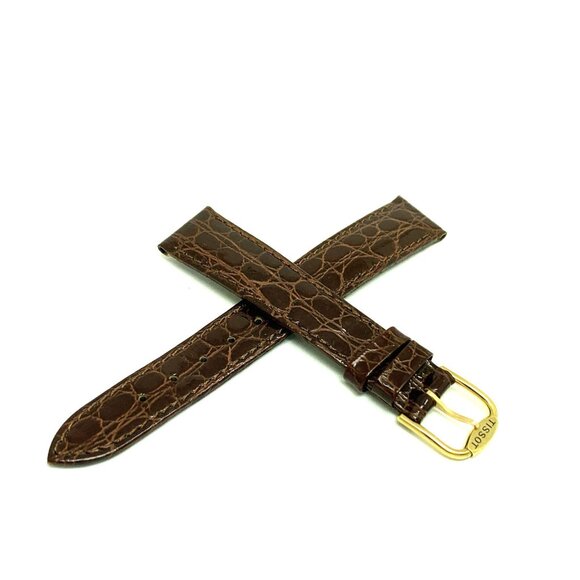 Tissot Watch Replacement Band Brown Leather 17mm Lug Strap Gold Steel Buckle - Picture 3 of 6